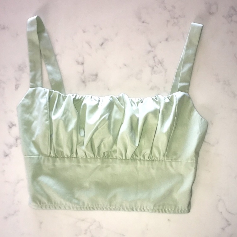 sage green crop tank